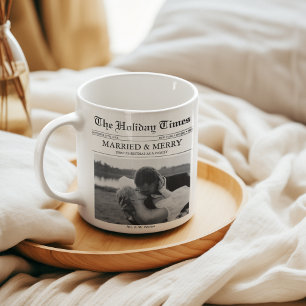 Newspaper Christmas Merry & Married Photo Coffee Mug