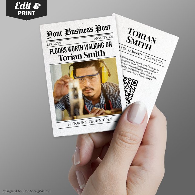 Newspaper Contact Flooring & Tile Contractor Calling Card (Newspaper Contact Flooring & Tile Contractor Calling Card)