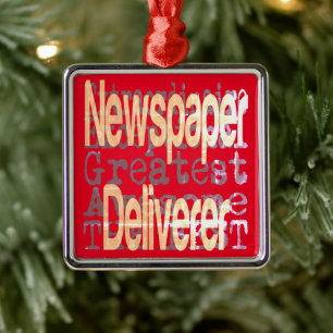 Newspaper Deliverer Extraordinaire Metal Tree Decoration