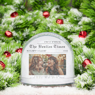 Newspaper Design Best Friends Photo Snowglobe