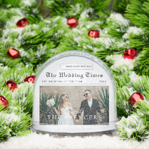 Newspaper Design Newlyweds Photo Snowglobe