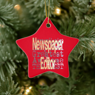 Newspaper Editor Extraordinaire Ceramic Tree Decoration
