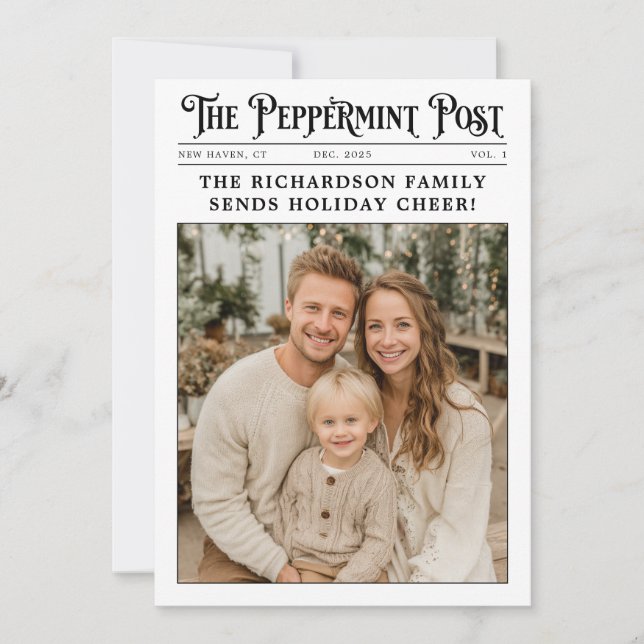 Newspaper Family Year in Review Photo Christmas Holiday Card (Front)