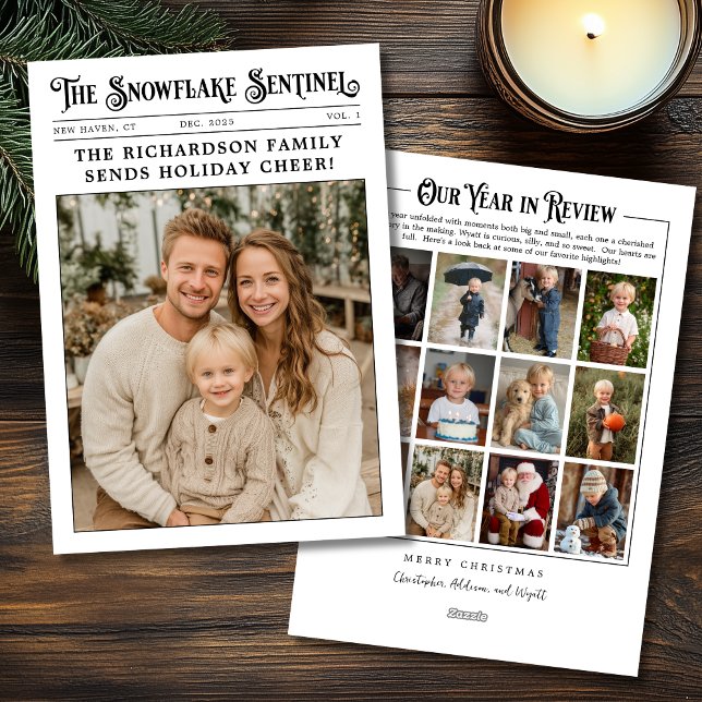 Newspaper Family Year in Review Photo Christmas Holiday Card (Creator Uploaded)
