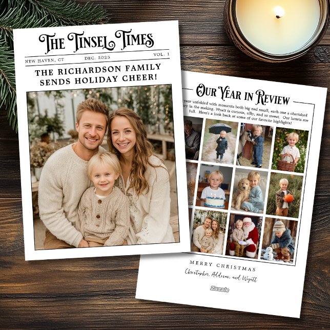 Newspaper Family Year in Review Photo Christmas Holiday Card (Creator Uploaded)