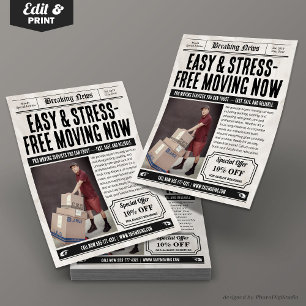 Newspaper Flyer, Retro Packing & Moving Services Flyer