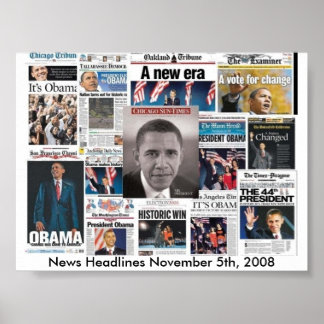 Newspaper front pages on November 5, 2008 Poster