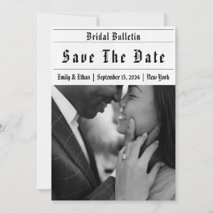 newspaper funny save the dates invitation