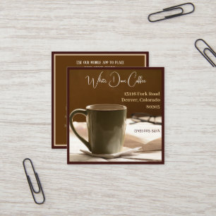 Newspaper Glasses Mug Cafe Barista Coffee  Square Business Card