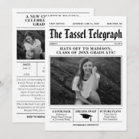 Newspaper Graduation Card Invitation Announcement
