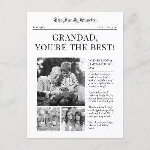 Newspaper Grandad Father's Day greeting postcard
