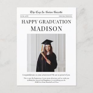 Newspaper Happy Graduation  Postcard