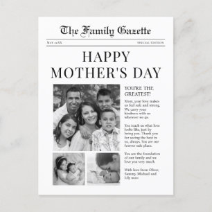 Newspaper Happy Mothers Day greeting card