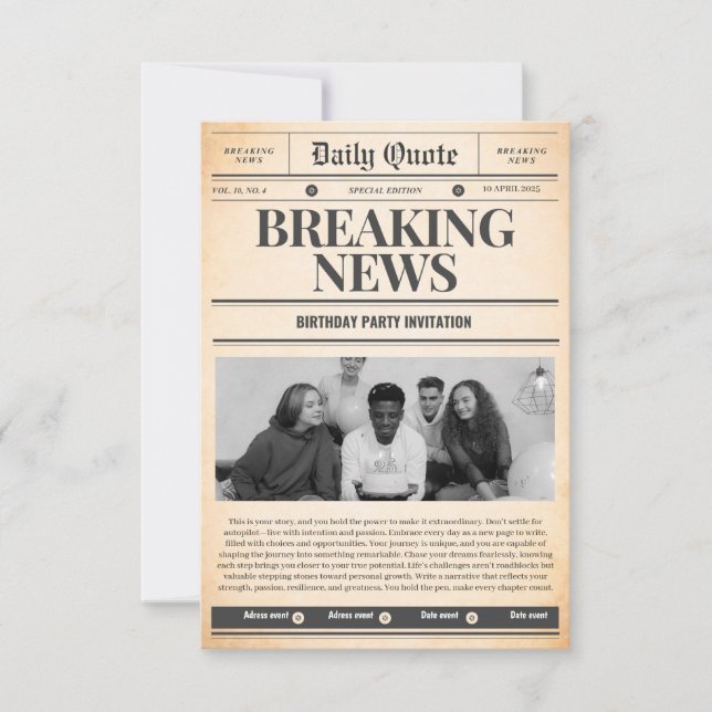 Newspaper invitations front page news (Front)