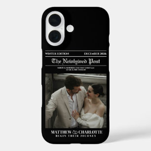 Newspaper Merry and Married Photo iPhone 16 Case