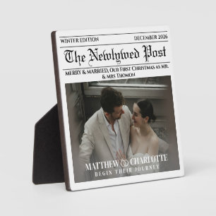 Newspaper Merry and Married Photo Plaque