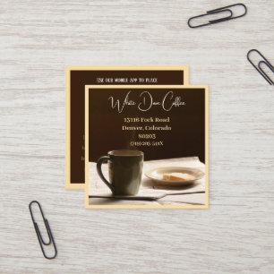 Newspaper,  Mug & Bread Cafe Barista Coffee Square Business Card