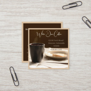 Newspaper,  Mug & Bread Cafe Barista Coffee Square Business Card