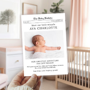 Newspaper Newborn Baby Announcement  Postcard