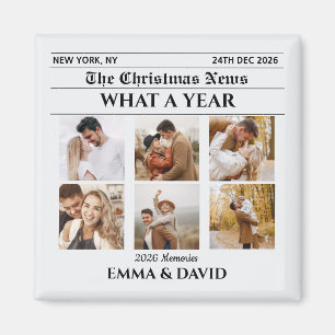 Newspaper Newlywed 6 Photo What a Year Couple Magnet