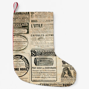 Newspaper page with advertisement - Vintage engrav Small Christmas Stocking