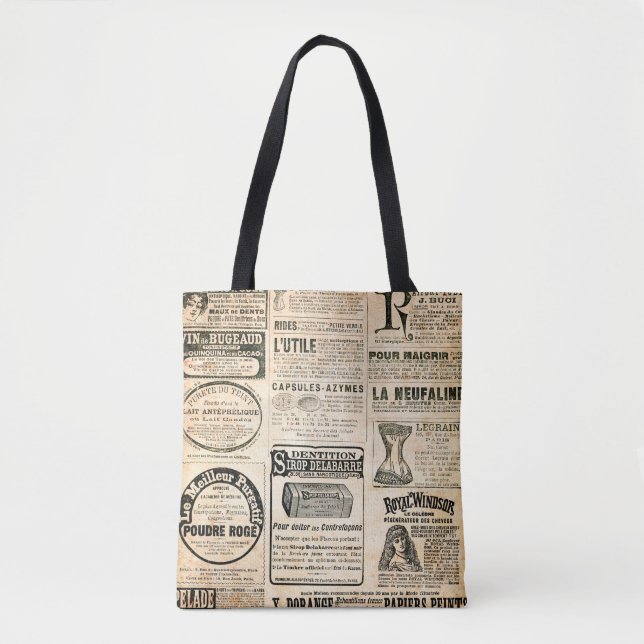 Newspaper page with advertisement - Vintage engrav Tote Bag (Front)