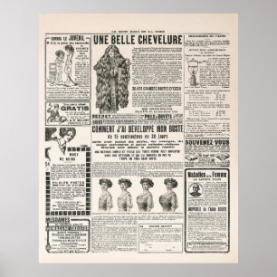 Newspaper page with antique advertisement poster