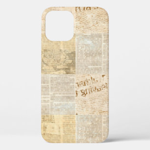 Newspaper paper grunge aged newsprint pattern back iPhone 12 case