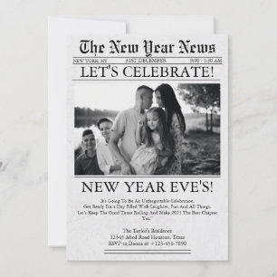 Newspaper Paper Unique Celebration New Year Eve's  Invitation