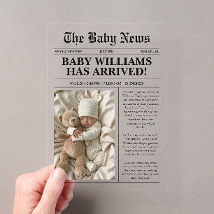 Newspaper Photo Acrylic Birth Announcement