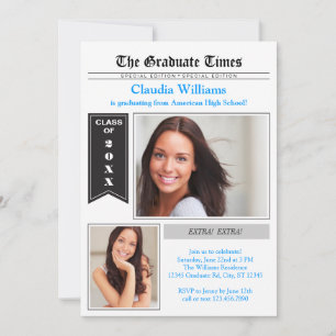 Newspaper Photo Graduation Invitation