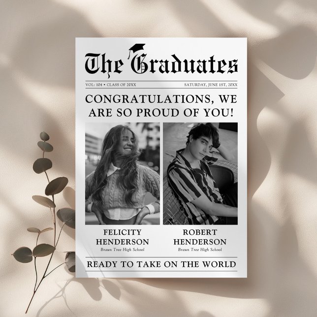 Newspaper Photo Joint Graduation Announcement (Creator Uploaded)