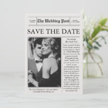 Newspaper Photo Save the Date Wedding 