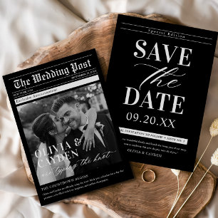 Newspaper Photo Unique Wedding Save The Date Invitation