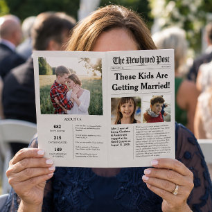 Newspaper Photo Wedding Program Timeline Flyer