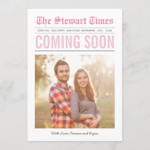 Newspaper   Pregnancy Announcement   Pink