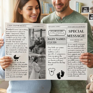 Newspaper pregnancy  Baby Shower Announcement