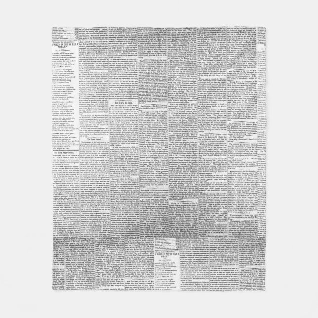 Newspaper Print Fleece Blanket (Front)