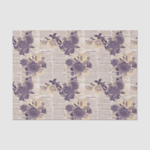 Newspaper Purple Floral Tissue Paper