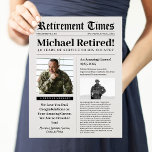 Newspaper Retirement Sign Gift for Military Vet<br><div class="desc">Create a newspaper keepsake for your military,  police,  fireman or first responder. Edit with your retiree's details. Add a special message from your family. List your career achievements. Printed with parchment paper effect. Print enough for all your retirement party guests and then frame as a keepsake for your veteran.</div>