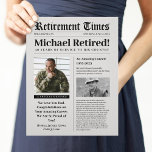 Newspaper Retirement Sign Gift for Military Vet Custom Letterhead<br><div class="desc">Create a newspaper keepsake for your military,  police,  fireman or first responder. Edit with your retiree's details. Add a special message from your family. List your career achievements. Printed with parchment paper effect. Print enough for all your retirement party guests and then frame as a keepsake for your veteran.</div>