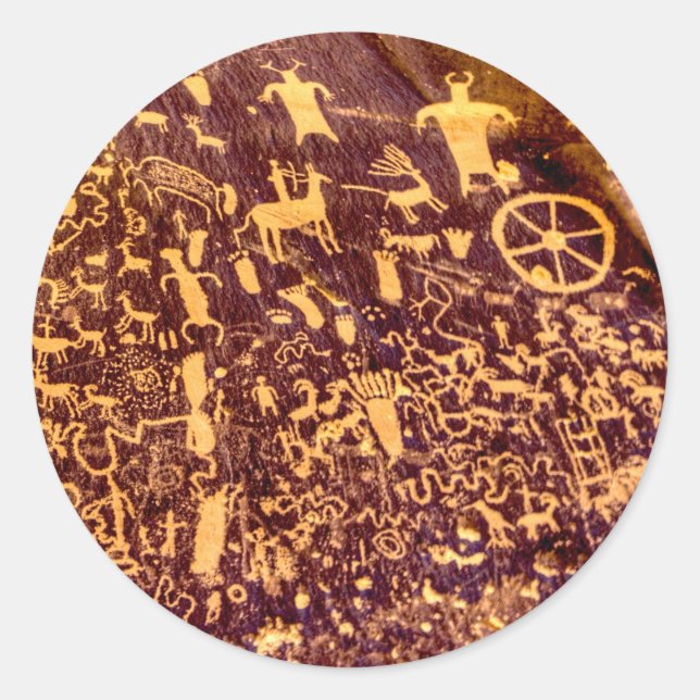 Newspaper Rock American Indian Utah Classic Round Sticker (Front)