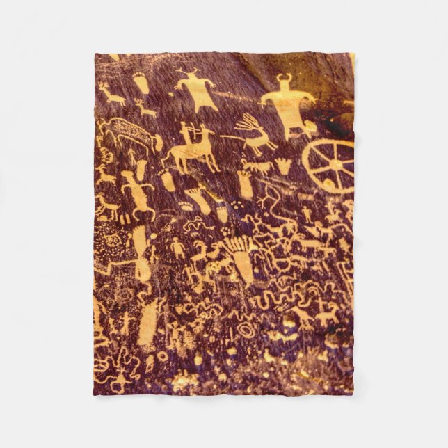Newspaper Rock American Indian Utah Fleece Blanket (Front)