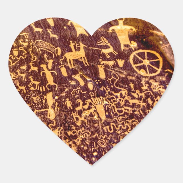 Newspaper Rock American Indian Utah Heart Sticker (Front)