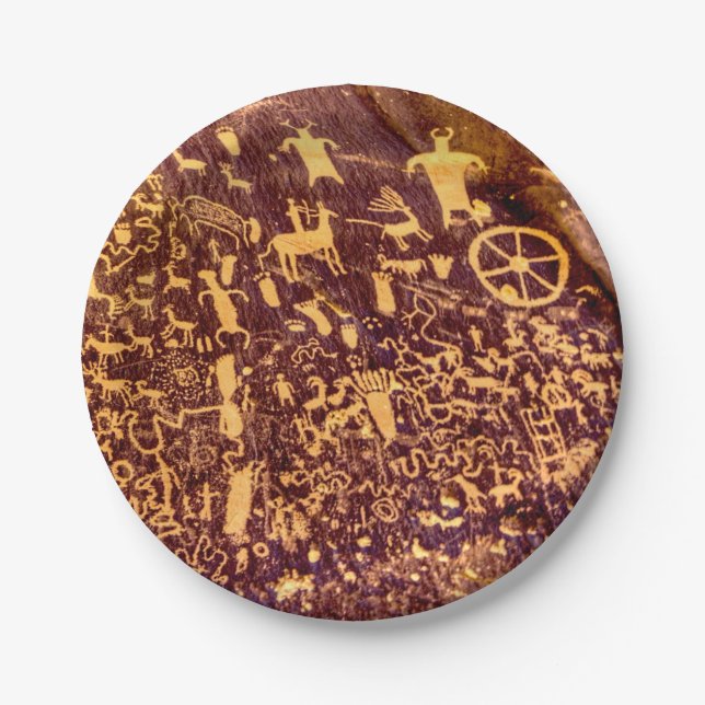 Newspaper Rock American Indian Utah Paper Plate (Front)