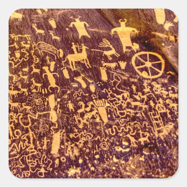 Newspaper Rock American Indian Utah Square Sticker (Front)