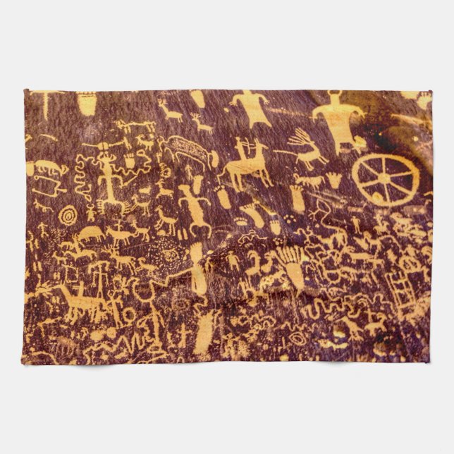 Newspaper Rock American Indian Utah Tea Towel (Horizontal)