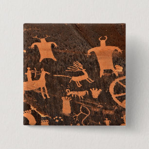 Newspaper Rock Petroglyph Panel - Utah 15 Cm Square Badge