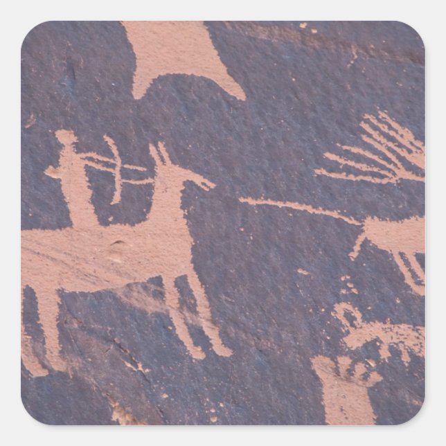 Newspaper Rock, S.P., UT Near Monticello. Square Sticker (Front)