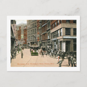 Newspaper Row, Washington St., Boston Vintage Postcard